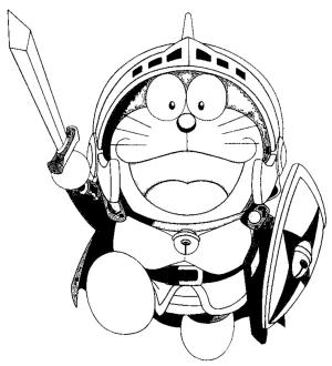 Doraemon boyama sayfası,  coloring page, Doraemon Savaşçı, 