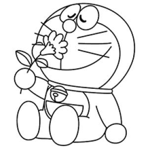 Doraemon boyama sayfası,  coloring page, Doraemon Kokulu çiçek, 