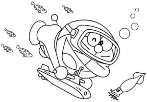 Doraemon boyama sayfası,  coloring page, Doraemon Ile Dalış, 