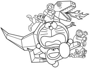 Doraemon boyama sayfası,  coloring page, Doraemon Ve Kağıt Dinozor, 