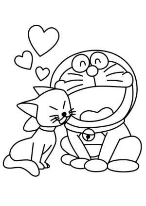 Doraemon boyama sayfası,  coloring page, Doraemon Kedi Ile, 