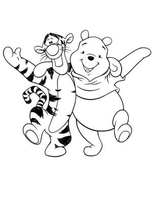 Dostluk boyama sayfası,  coloring page, Pooh Ayı ve Kaplan Yürüyüşü, 