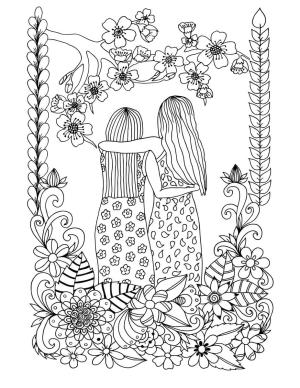 Dostluk boyama sayfası,  coloring page, Çiçekle Dostluk, 