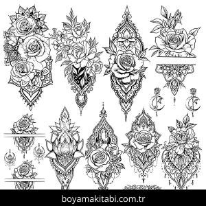 Dövme boyama sayfası – renkli çizimler, okul öncesi