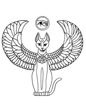 Dövme boyama sayfası, coloring page, Mısır Kedisi Dövmesi,