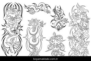 Dövme boyama sayfası – renkli çizimler, okul öncesi