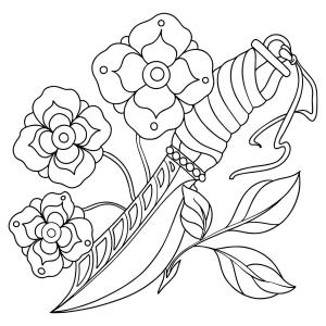 Dövme boyama sayfası,  coloring page, minimal, şirin, çerçeveli