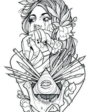 Dövme boyama sayfası, coloring page, Kadın Dövme,