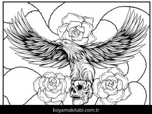 Dövme boyama sayfası – sevimli karakter, sanatsal çalışma