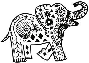 Dövme boyama sayfası, coloring page, Fil Dövmesi,