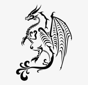 Dövme boyama sayfası, coloring page, Temel Ejderha Dövmesi,