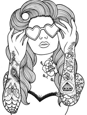 Dövme boyama sayfası, coloring page, Kız Dövme,