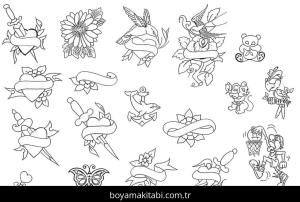 Dövme boyama sayfası – kolay boyama, eğitici aktivite