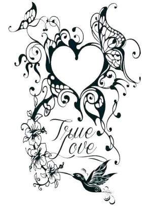 Dövme boyama sayfası, coloring page, Gerçek Aşk Dövmesi,