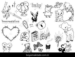 Dövme boyama sayfası – boyama çalışması, yaratıcılığı geliştirir