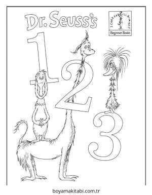 Dr Seuss boyama sayfası – PDF indir, sevimli karakter