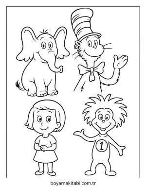 Dr Seuss boyama sayfası – yaratıcılık, eğlenceli etkinlik
