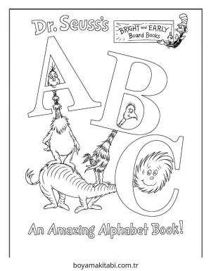 Dr Seuss boyama sayfası – çizgi film temalı, basit çizim