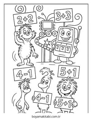 Dr Seuss boyama sayfası – kolay boyama, eğitici aktivite