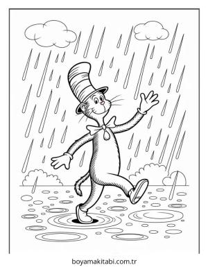 Dr Seuss boyama sayfası – kolay boyama, eğitici aktivite