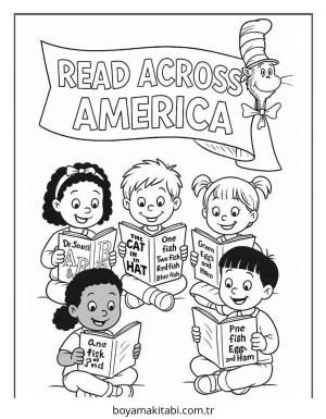 Dr Seuss boyama sayfası – keyifli zaman, renkli çizimler