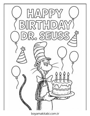 Dr Seuss boyama sayfası – sanatsal çalışma, çocuklar için