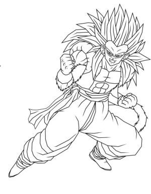 Dragon Ball Z boyama sayfası, Dragon Ball Z coloring page, Mutlu SSJ4 Gogeta Dövüşü, 