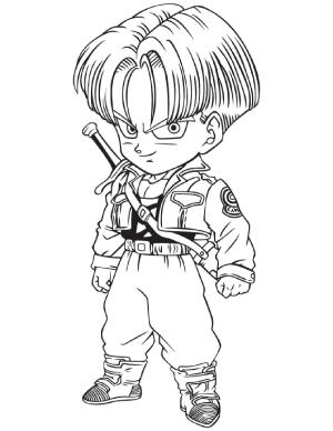 Dragon Ball Z boyama sayfası, Dragon Ball Z coloring page, Sevimli Trunk Chibi, 