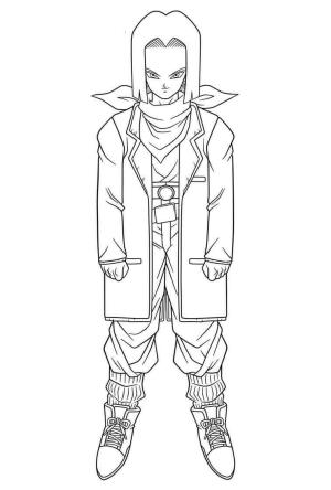 Dragon Ball Z boyama sayfası, Dragon Ball Z coloring page, Android 17, 