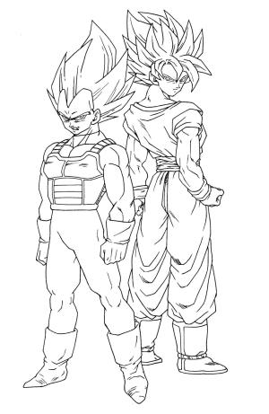 Dragon Ball boyama sayfası,  coloring page, Harika Goku ve Vegeta, 