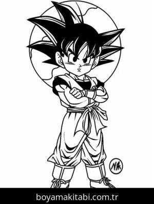 Dragon Ball boyama sayfası – çizgi film temalı, basit çizim