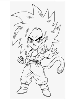 Dragon Ball boyama sayfası,  coloring page, Chibi Goku Süper Saiyan Xeno, 