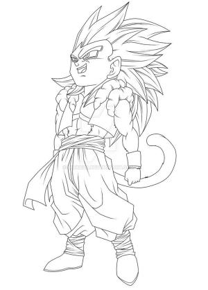 Dragon Ball boyama sayfası,  coloring page, Chibi SSJ4 Gogeta Gülen, 