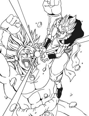 Dragon Ball boyama sayfası,  coloring page, Broly vs Gogeta’yı çizin, 