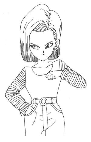 Dragon Ball boyama sayfası,  coloring page, Dragon Ball Z’den Android 18’i çizin, 