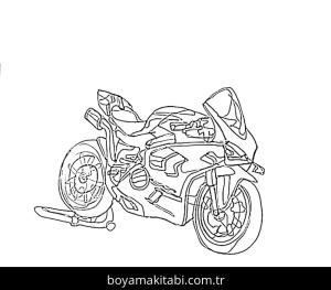 Ducati Motosiklet boyama sayfası – çizgi film temalı, basit çizim