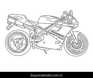 Ducati Motosiklet boyama sayfası – PDF indir, sevimli karakter