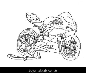 Ducati Motosiklet boyama sayfası – sevimli karakter, sanatsal çalışma