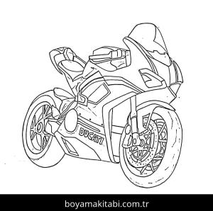Ducati Motosiklet boyama sayfası – renkli çizimler, okul öncesi
