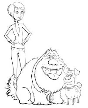 Duke boyama sayfası,  coloring page, Duke, Max ve Katie Gülümsüyor, 