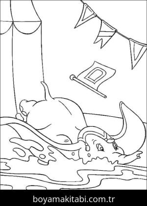 Dumbo boyama sayfası – renkli çizimler, okul öncesi