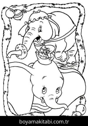 Dumbo boyama sayfası – çizgi film temalı, basit çizim