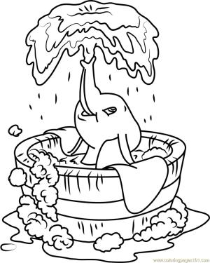 Dumbo boyama sayfası,  coloring page, Dumbo Takes A Bath, 