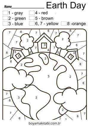 Dünya Günü boyama sayfası – PDF indir, sevimli karakter