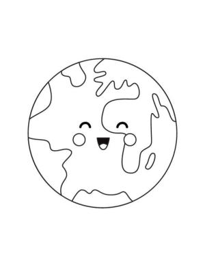 Dünya boyama sayfası,  coloring page, Kawaii Dünya, 