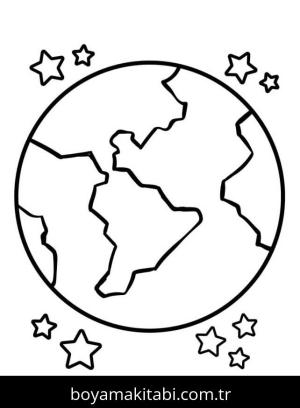 Dünya boyama sayfası – renkli çizimler, okul öncesi
