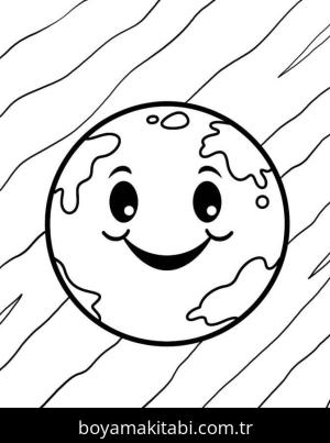 Dünya boyama sayfası – çocuklar için, çizgi film temalı
