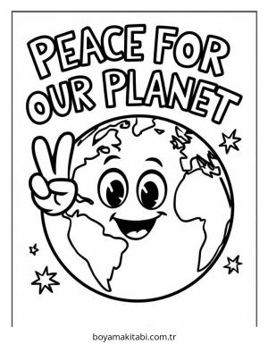 Dünya boyama sayfası – çocuklar için, çizgi film temalı