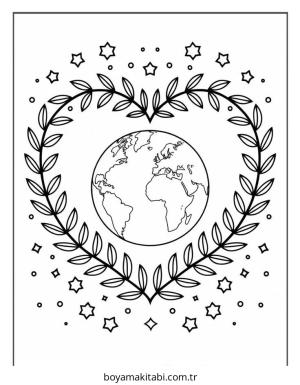Dünya boyama sayfası – okul öncesi, evde etkinlik