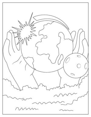 Dünya boyama sayfası,  coloring page, Dünya ile iki El, 